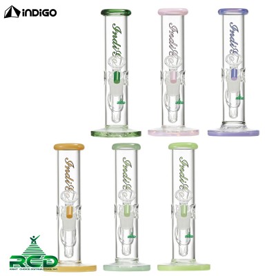 WATER PIPE INDIGO STRAIGHT TUBE WITH PINCH COLOR MOUTHPIECE AND VERTICAL STILTED DOWNSTEM WPI1200 1CT